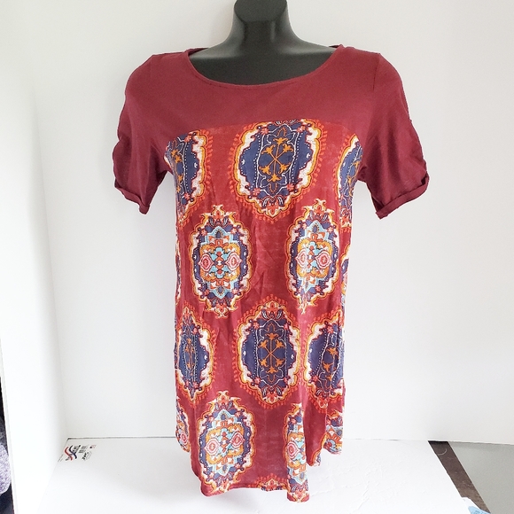 ANTHROPOLOGIE Meadow Rue Wine Solvo Tunic Top S - Picture 4 of 8